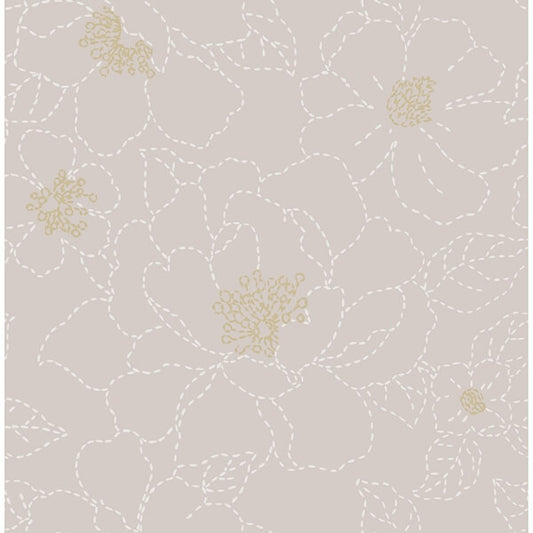 Gardena Lavender Embroidered Floral Wallpaper