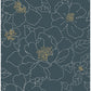 Gardena Indigo Embroidered Floral Wallpaper