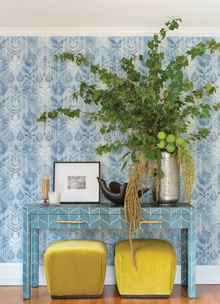 Pavord Blue Floral Shibori Wallpaper