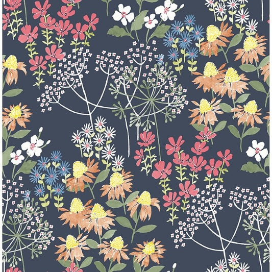Cultivate Navy Springtime Blooms Wallpaper