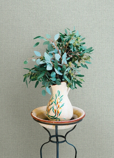 Lawndale Sage Textured Pinstripe Wallpaper