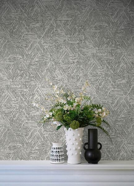 Retreat Charcoal Quilted Geometric Wallpaper