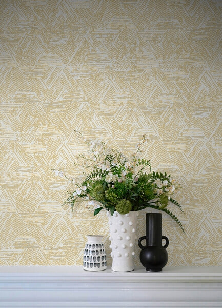 Retreat Yellow Quilted Geometric Wallpaper