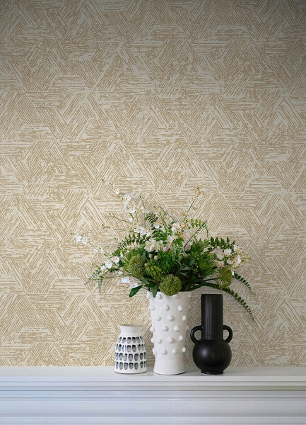 Retreat Light Brown Quilted Geometric Wallpaper