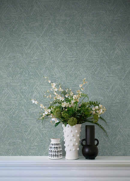Retreat Denim Quilted Geometric Wallpaper