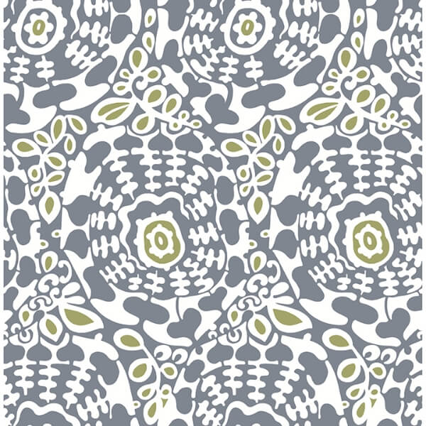 Divine Slate Abstract Medallion Wallpaper