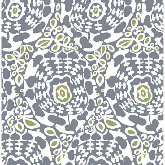 Divine Slate Abstract Medallion Wallpaper