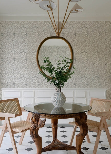 Divine Grey Abstract Medallion Wallpaper