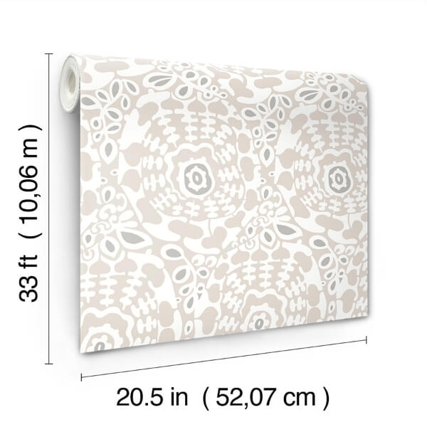 Divine Grey Abstract Medallion Wallpaper