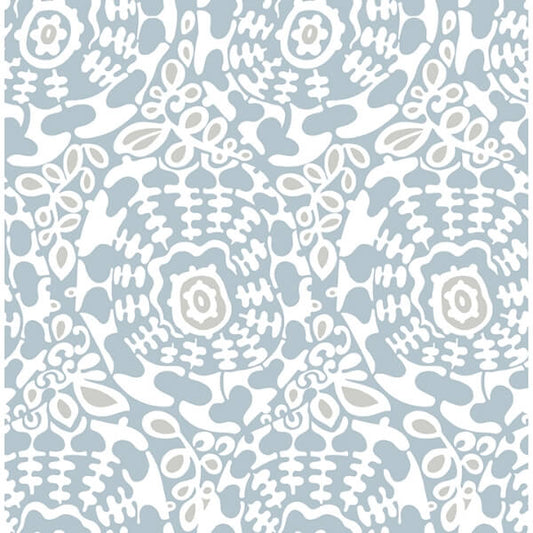 Divine Light Blue Abstract Medallion Wallpaper