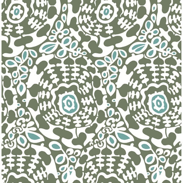 Divine Green Abstract Medallion Wallpaper