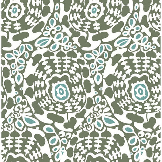 Divine Green Abstract Medallion Wallpaper