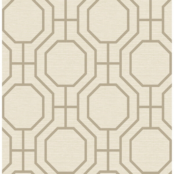 Manor Taupe Geometric Trellis Wallpaper
