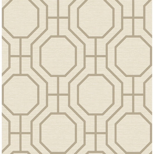 Manor Taupe Geometric Trellis Wallpaper