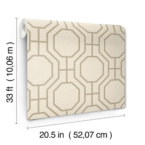Manor Taupe Geometric Trellis Wallpaper