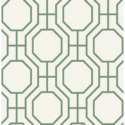 Manor Green Geometric Trellis Wallpaper