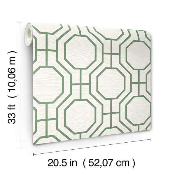 Manor Green Geometric Trellis Wallpaper