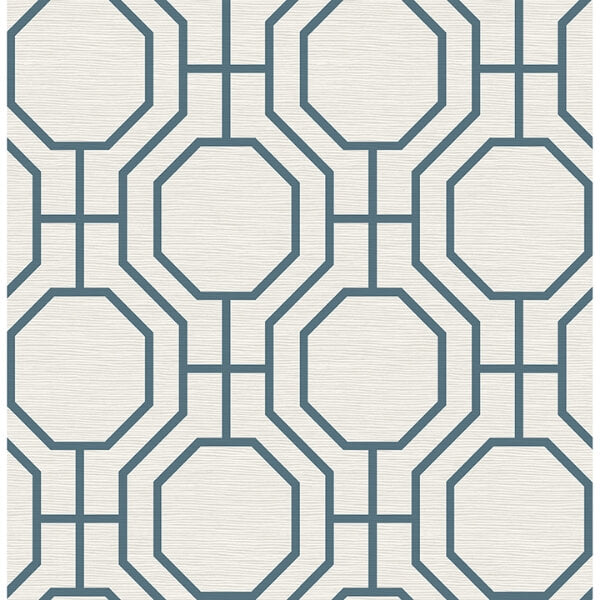 Manor Blue Geometric Trellis Wallpaper
