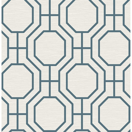 Manor Blue Geometric Trellis Wallpaper