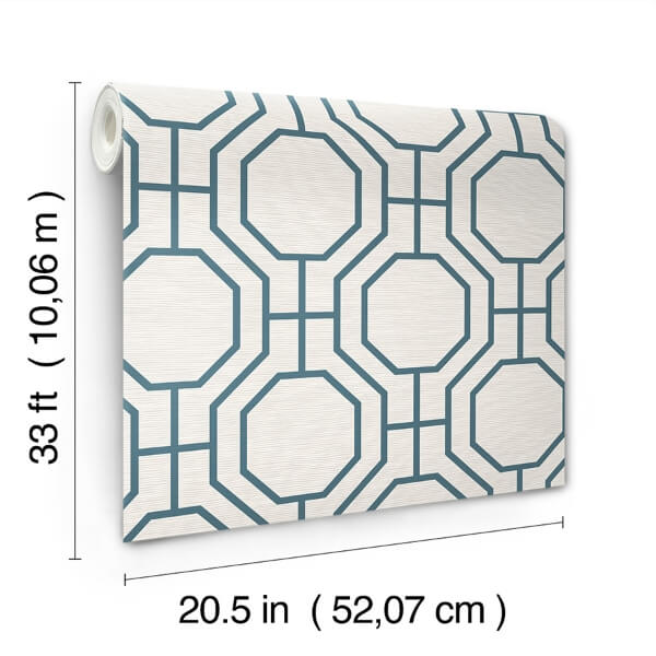 Manor Blue Geometric Trellis Wallpaper