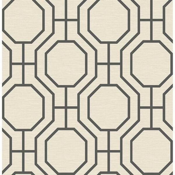 Manor Black Geometric Trellis Wallpaper