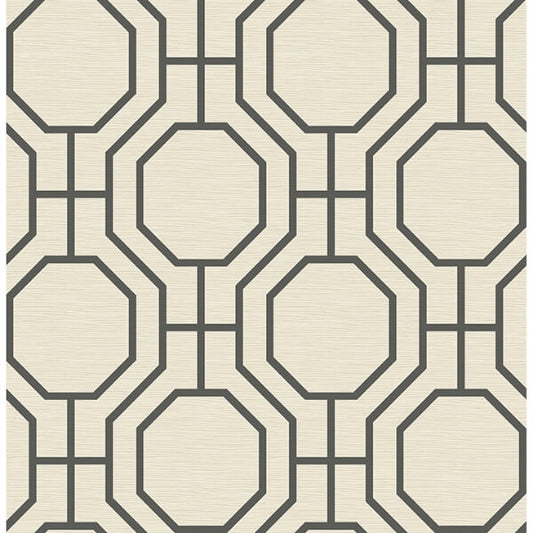 Manor Black Geometric Trellis Wallpaper