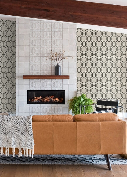 Manor Black Geometric Trellis Wallpaper