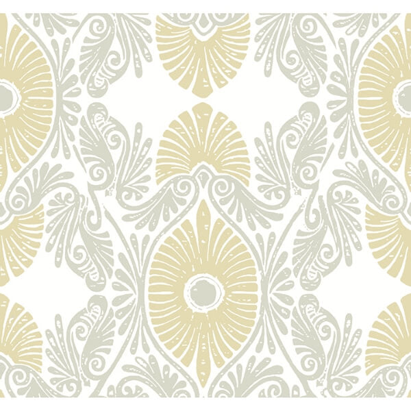 Villa Light Yellow Embellished Ogee Wallpaper