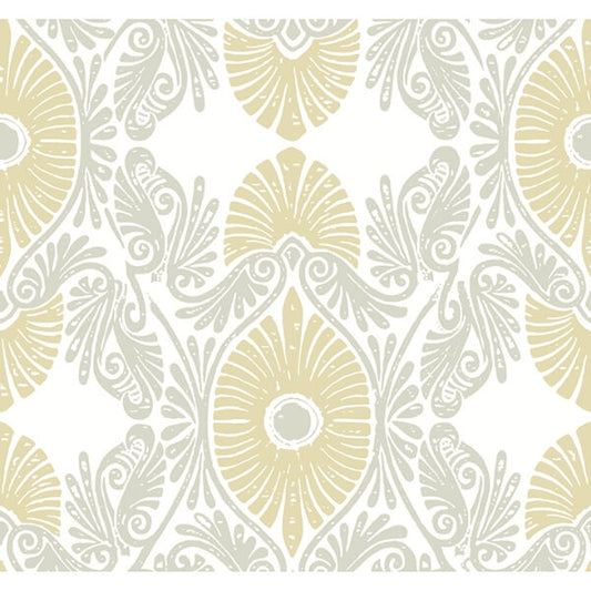 Villa Light Yellow Embellished Ogee Wallpaper