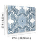Villa Blue Embellished Ogee Wallpaper
