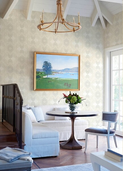 Villa Bone Embellished Ogee Wallpaper