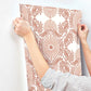 Villa Raspberry Embellished Ogee Wallpaper