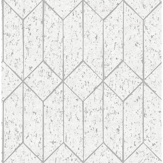 Hayden White Concrete Trellis Wallpaper