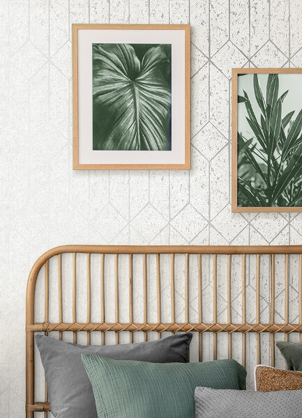 Hayden White Concrete Trellis Wallpaper