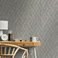 Ember Grey Geometric Basketweave Wallpaper