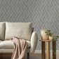 Ember Grey Geometric Basketweave Wallpaper