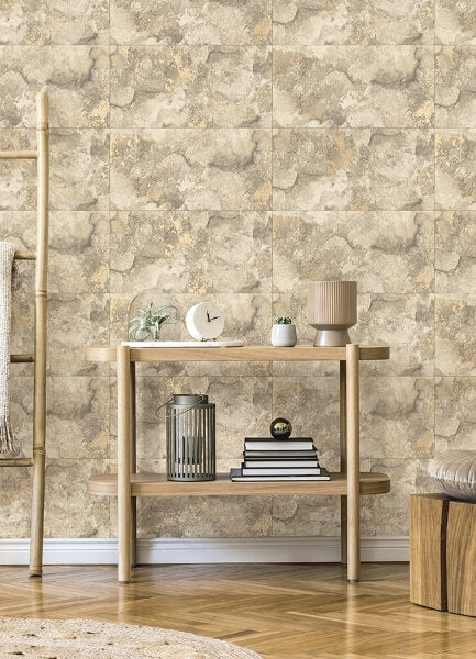 Aria Neutral Marbled Tile Wallpaper