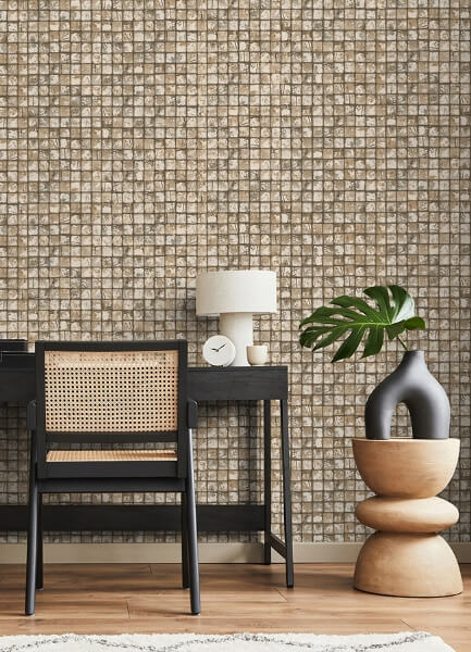 Kingsley Neutral Tiled Wallpaper