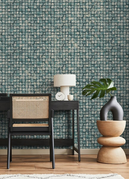Kingsley Blue Tiled Wallpaper