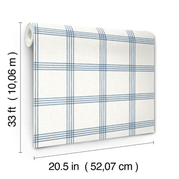 Twain Denim Plaid Wallpaper