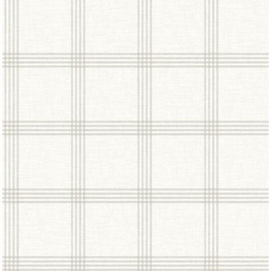 Twain Light Grey Plaid Wallpaper