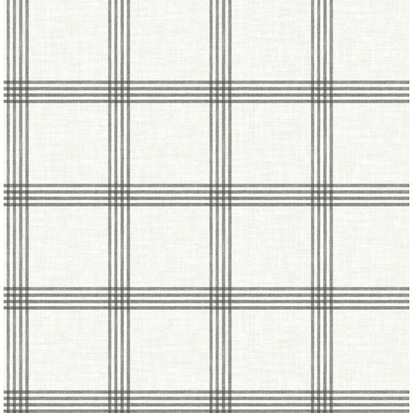 Twain Charcoal Plaid Wallpaper