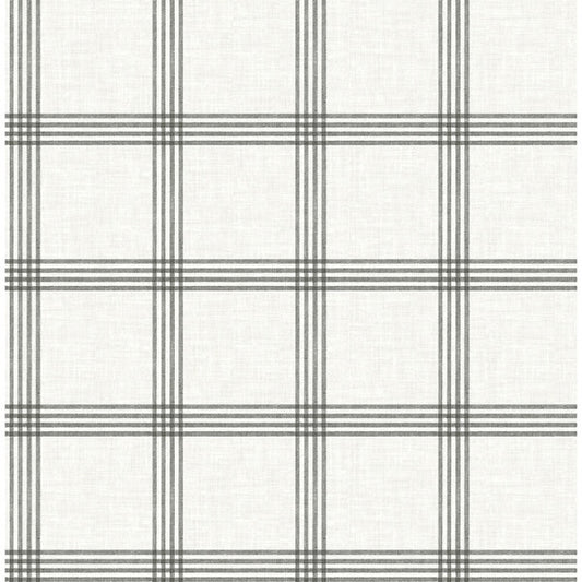 Twain Charcoal Plaid Wallpaper