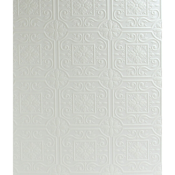 Ibold White Tin Ceiling Scroll Paintable Wallpaper