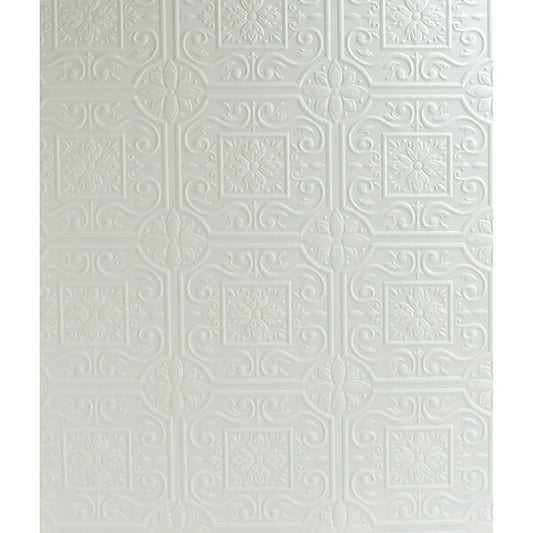 Ibold White Tin Ceiling Scroll Paintable Wallpaper