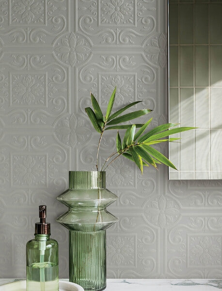 Ibold White Tin Ceiling Scroll Paintable Wallpaper