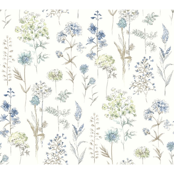 Bergamot Sea Green Wildflower Wallpaper