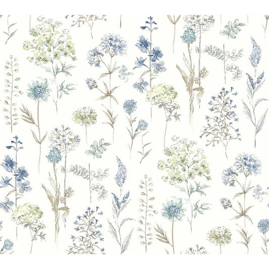 Bergamot Sea Green Wildflower Wallpaper