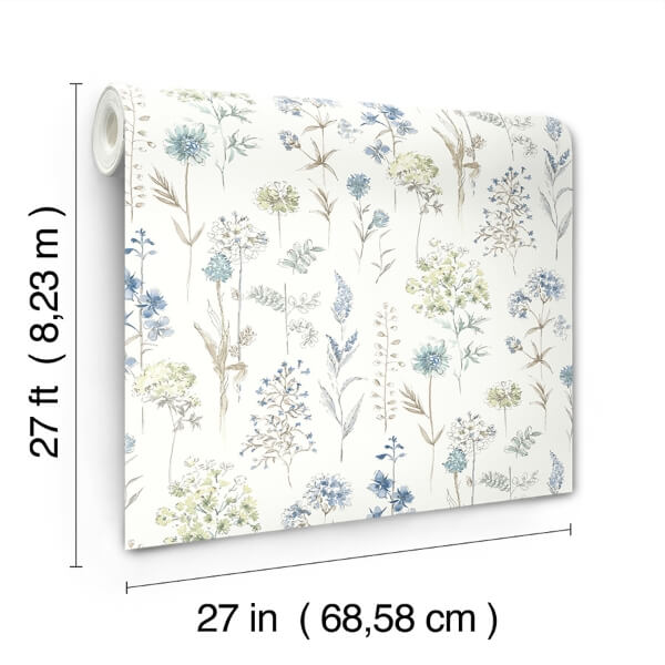 Bergamot Sea Green Wildflower Wallpaper