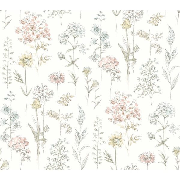 Bergamot Pastel Wildflower Wallpaper